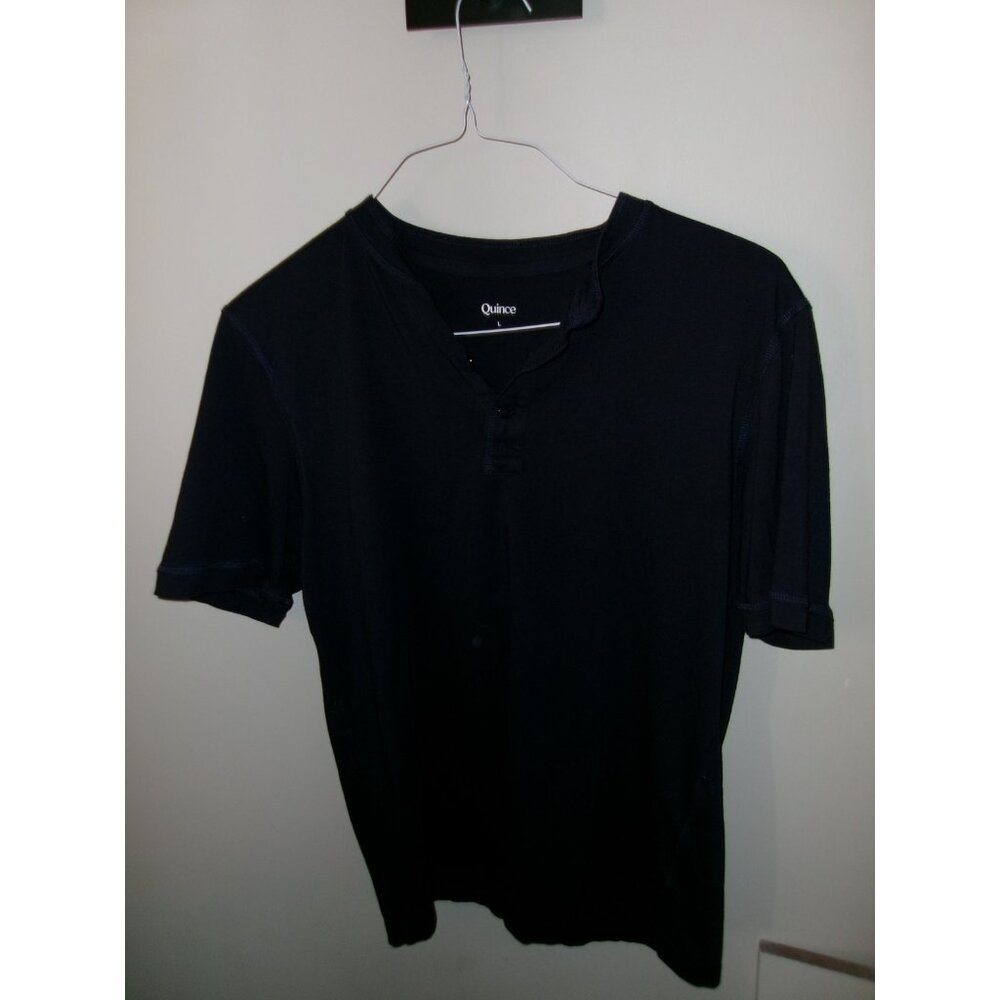 Quince Black Performance Polo Shirt Size L Short Sleeve